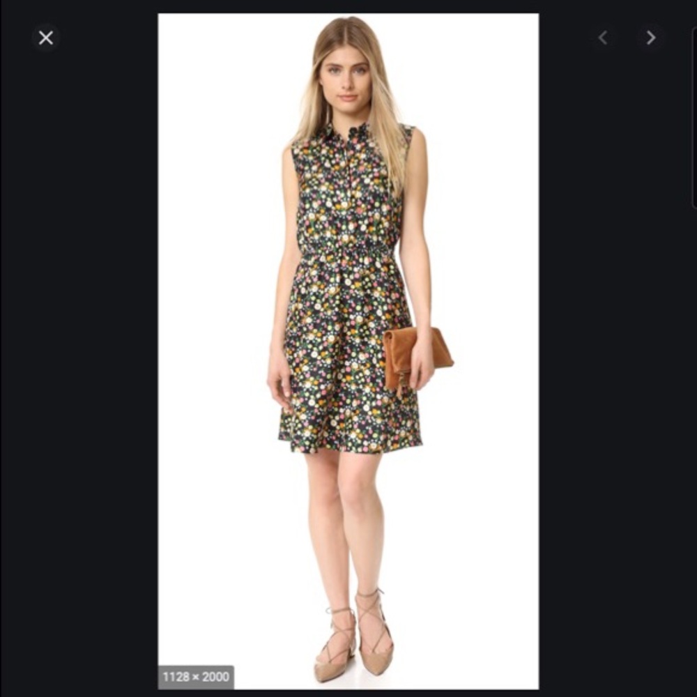 Tory Burch Black Silk Floral Sleeveless Collared Dress - Picture 1 of 3